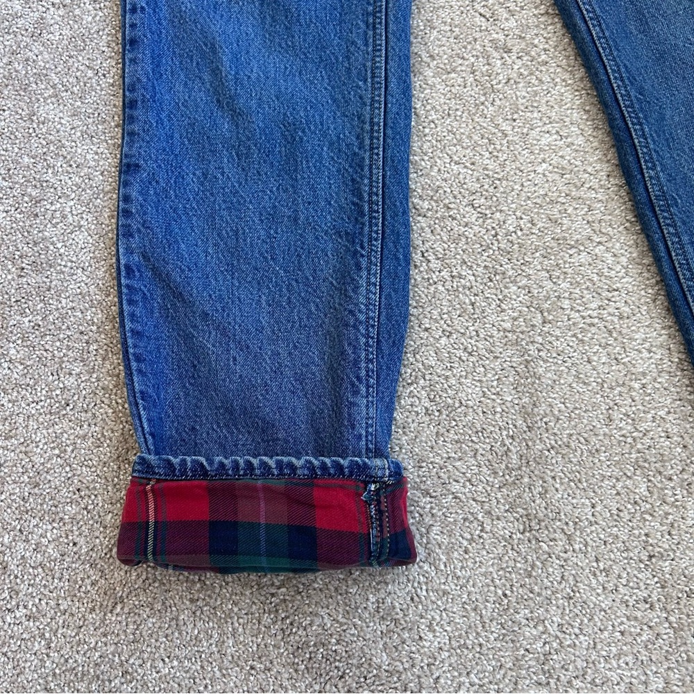 Vintage Lands' End Flannel Lined Jeans Women's 12 Reg High Waist Straight Leg - Picture 2 of 10